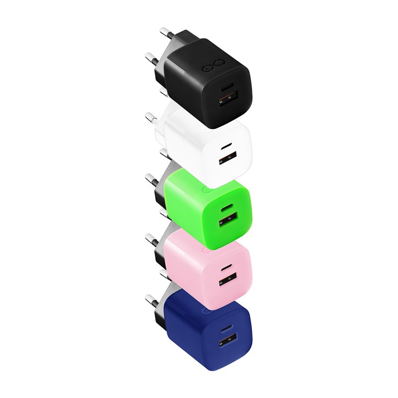 ŁADOWARKA SIECIOWA EXC CUBE, 2XUSB (TYP A+C), 33W, SZYBKIE ŁADOWANIE, KOLOR MIX ORNO