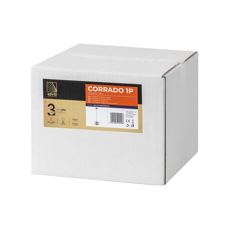 CORRADO 1P, LAMPA WISZĄCA, E14 MAX. 40W, CHROM ORNO CORRADO 1P, LAMPA WISZĄCA, E14 MAX. 40W, CHROM ORNO