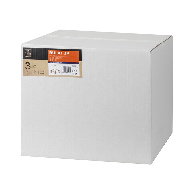 BULAT 3P, LAMPA WISZĄCA, E14 MAX. 3X40W, ZŁOTA ORNO BULAT 3P, LAMPA WISZĄCA, E14 MAX. 3X40W, ZŁOTA ORNO
