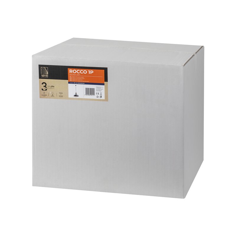 ROCCO 1P, LAMPA WISZĄCA, E27 MAX. 60W, CZARNA, MIEDZIANA ORNO ROCCO 1P, LAMPA WISZĄCA, E27 MAX. 60W, CZARNA, MIEDZIANA ORNO