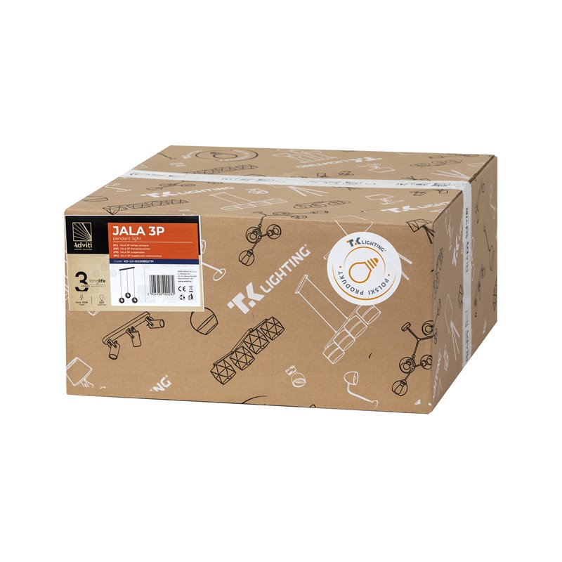 JALA 3P, LAMPA WISZĄCA, E27 MAX.15W, CZARNA ORNO JALA 3P, LAMPA WISZĄCA, E27 MAX.15W, CZARNA ORNO