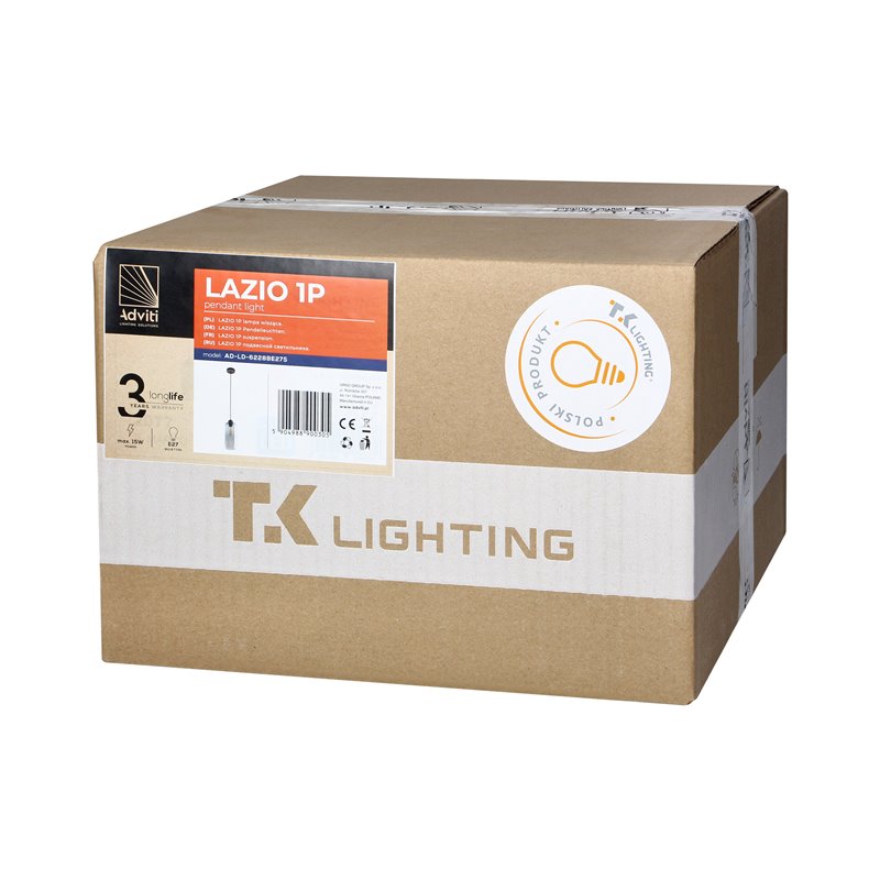 LAZIO 1P, LAMPA WISZĄCA, E27 MAX.15W, CZARNA ORNO LAZIO 1P, LAMPA WISZĄCA, E27 MAX.15W, CZARNA ORNO
