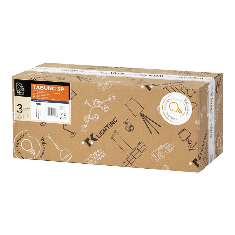 TABUNG 3P, LAMPA WISZĄCA, G9 MAX.6W, CZARNA ORNO TABUNG 3P, LAMPA WISZĄCA, G9 MAX.6W, CZARNA ORNO