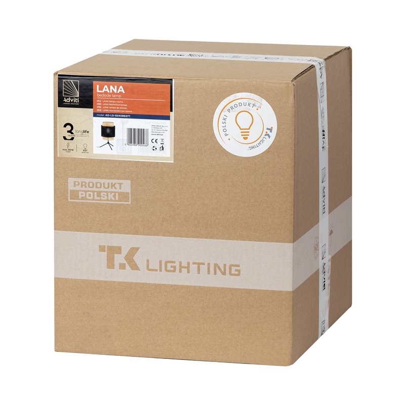 LANA, LAMPKA NOCNA, E27 MAX.60W, CZARNA ORNO LANA, LAMPKA NOCNA, E27 MAX.60W, CZARNA ORNO