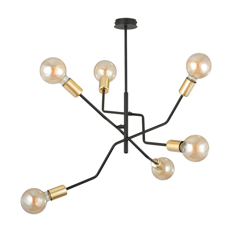 GIRO LAMPA WISZĄCA, MOC MAX.6X60W, E27, CZARNO-ZŁOTA ORNO