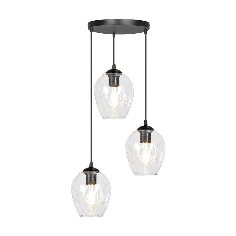IRIS LAMPA WISZĄCA, MOC MAX.3X60W, E27, CZARNO-TRANSPARENTNA ORNO IRIS LAMPA WISZĄCA, MOC MAX.3X60W, E27, CZARNO-TRANSPARENTNA ORNO