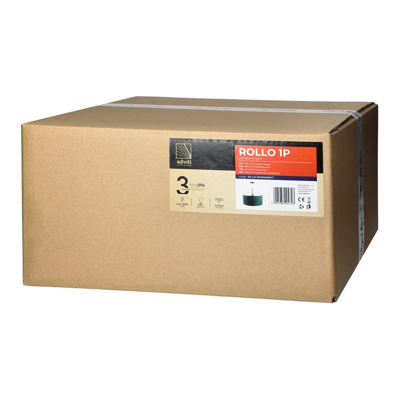 ROLLO LAMPA WISZĄCA, MOC. MAX. 1X15W, E27, BUTELKOWA ZIELEŃ ORNO ROLLO LAMPA WISZĄCA, MOC. MAX. 1X15W, E27, BUTELKOWA ZIELEŃ ORNO