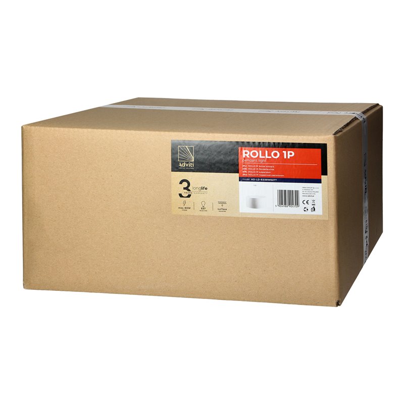 ROLLO LAMPA WISZĄCA, MOC MAX. 1X15W, E27, BIAŁA ORNO ROLLO LAMPA WISZĄCA, MOC MAX. 1X15W, E27, BIAŁA ORNO