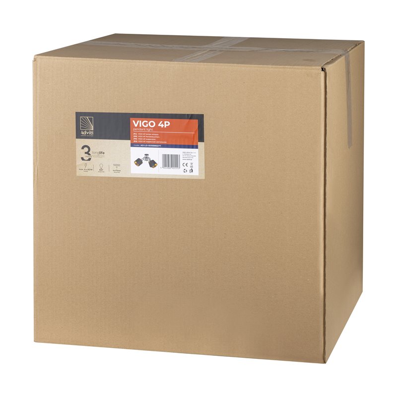 VIGO LAMPA WISZĄCA, MOC MAX. 4X60W, E27, CZARNA ORNO VIGO LAMPA WISZĄCA, MOC MAX. 4X60W, E27, CZARNA ORNO