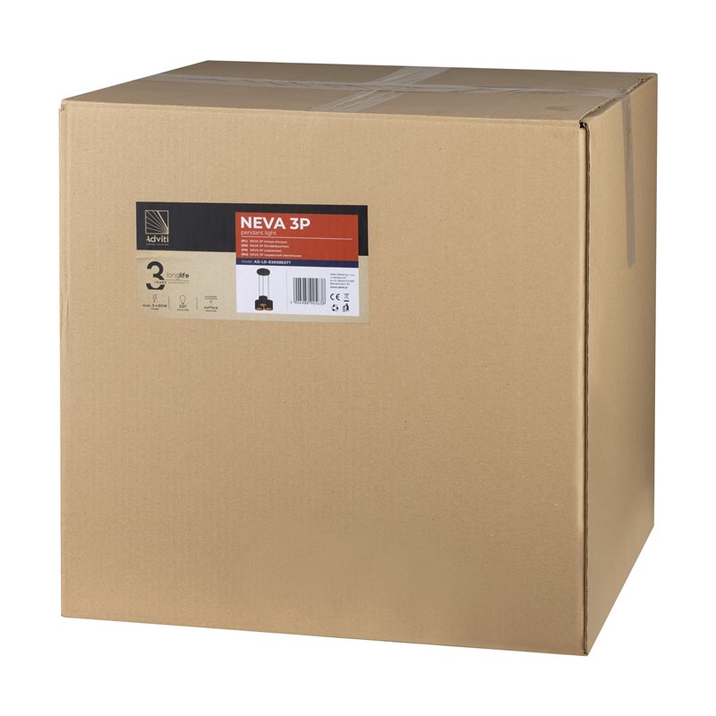 NEVA LAMPA WISZĄCA, MOC MAX. 3X60W, E27, CZARNA, PODSTAWA OKRĄGŁA ORNO NEVA LAMPA WISZĄCA, MOC MAX. 3X60W, E27, CZARNA, PODSTAWA OKRĄGŁA ORNO