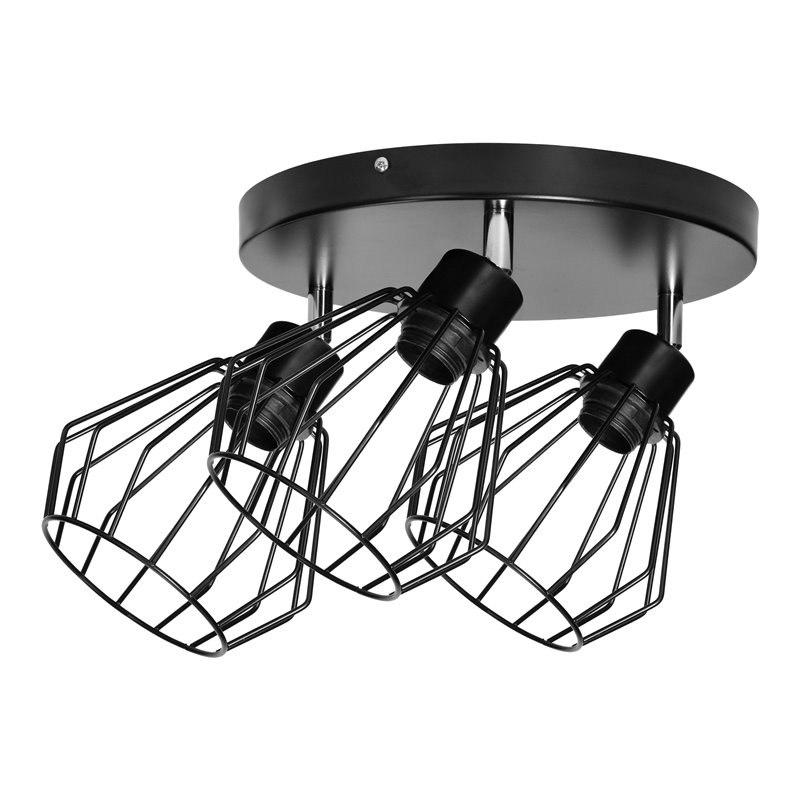 PINO OPRAWA ŚCIENNO-SUFITOWA, MOC MAX. 3X60W, E27, CZARNA, PODSTAWA OKRĄGŁA, JEDNOPOZIOMOWA, RUCHOME GŁOWICE LAMPY ORNO