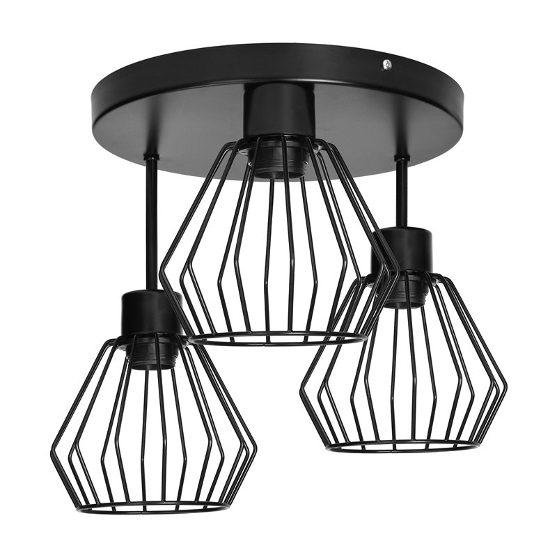 PINO OPRAWA ŚCIENNO-SUFITOWA, MOC MAX. 3X60W, E27, CZARNA, PODSTAWA OKRĄGŁA, WIELOPOZIOMOWA, STAŁE GŁOWICE LAMPY ORNO