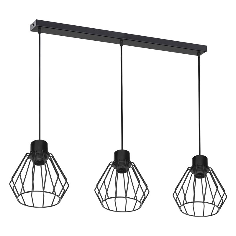 PINO LAMPA WISZĄCA, MOC MAX. 3X60W, E27, CZARNA, LISTWA ORNO