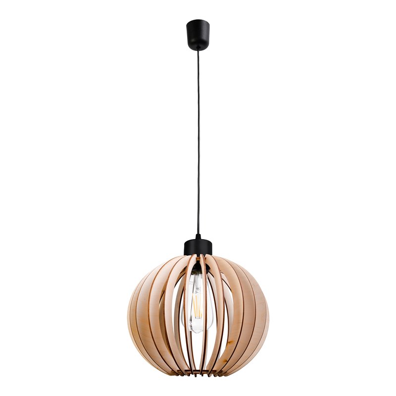 PALLA 270 LAMPA WISZĄCA, MOC MAX. 1X60W, E27, CZARNA, OKRĄGŁY KLOSZ, DREWNO ORNO