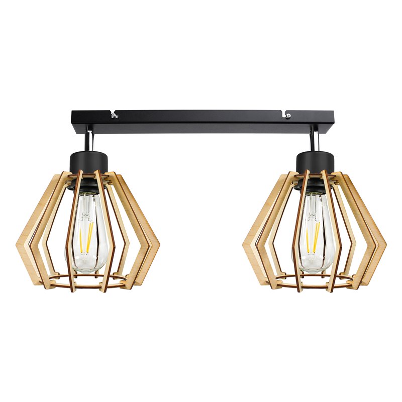 SOLIN OPRAWA ŚCIENNO-SUFITOWA, MOC MAX. 2X60W, E27, CZARNA, DREWNO ORNO