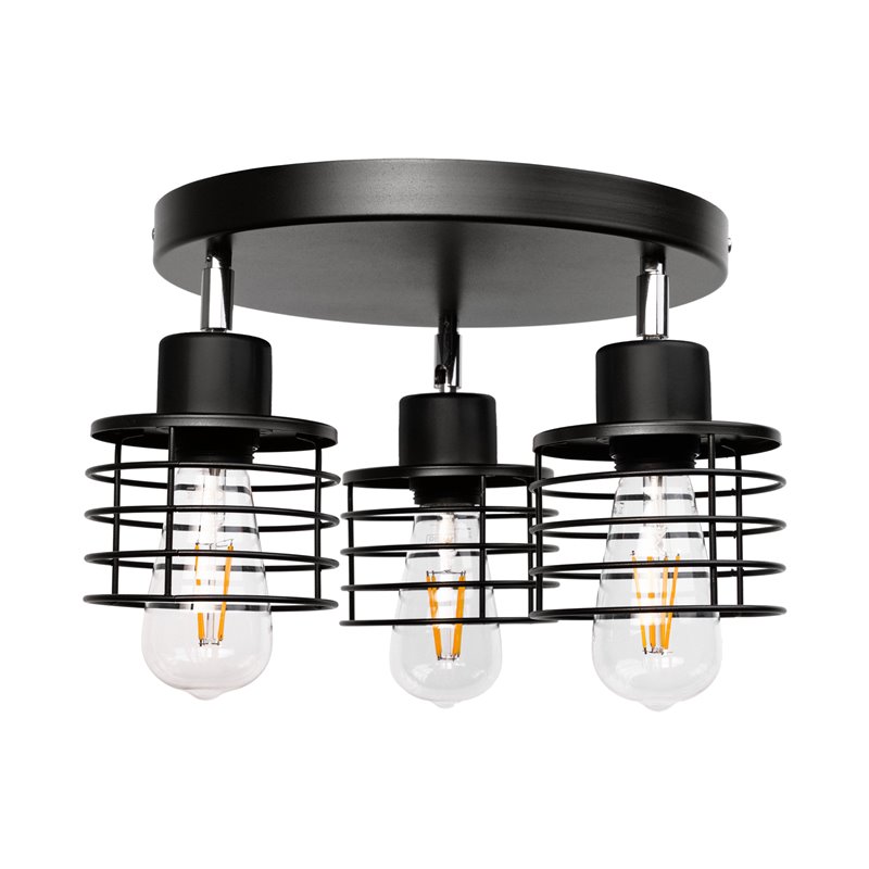 ISLA OPRAWA ŚCIENNO-SUFITOWA, MOC MAX. 3X60W, E27, CZARNA, PODSTAWA OKRĄGŁA, JEDNOPOZIOMOWA, RUCHOME GŁOWICE LAMPY ORNO