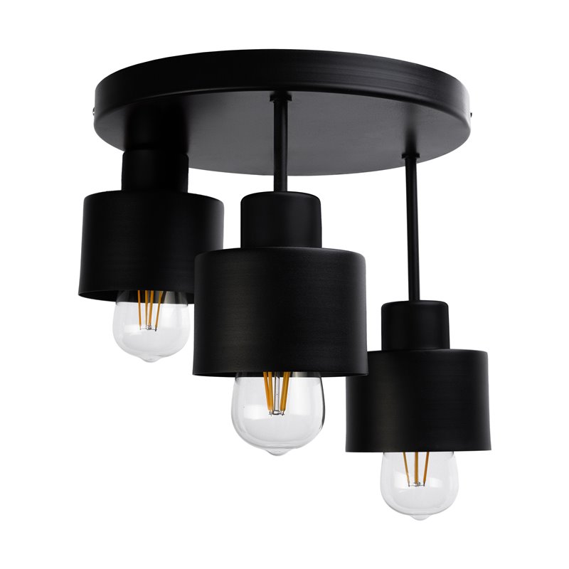 LISA OPRAWA ŚCIENNO-SUFITOWA, MOC MAX. 3X60W, E27, CZARNA, PODSTAWA OKRĄGŁA, WIELOPOZIOMOWA, STAŁE GŁOWICE LAMPY ORNO