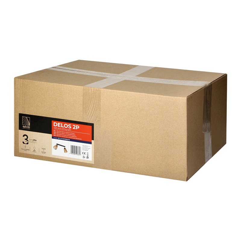 DELOS 2P E27, OPRAWA ŚCIENNO-SUFITOWA, MAX. 2X60W, CZARNA, DREWNO ORNO DELOS 2P E27, OPRAWA ŚCIENNO-SUFITOWA, MAX. 2X60W, CZARNA, DREWNO ORNO