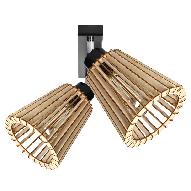 DELOS 2P E27, OPRAWA ŚCIENNO-SUFITOWA, MAX. 2X60W, CZARNA, DREWNO ORNO DELOS 2P E27, OPRAWA ŚCIENNO-SUFITOWA, MAX. 2X60W, CZARNA, DREWNO ORNO