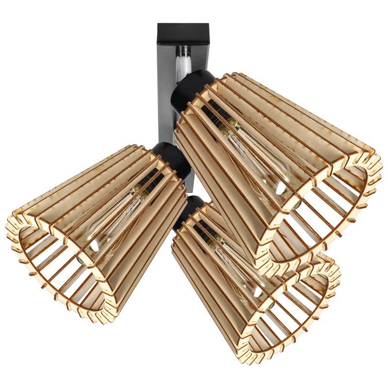 DELOS 3P E27, OPRAWA ŚCIENNO-SUFITOWA, MAX. 3X60W, CZARNA, DREWNO ORNO DELOS 3P E27, OPRAWA ŚCIENNO-SUFITOWA, MAX. 3X60W, CZARNA, DREWNO ORNO