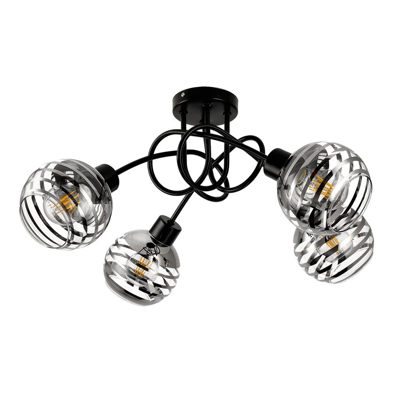 MILANO 4P E27, LAMPA WISZĄCA, MAX. 4X60W, CZARNA ORNO MILANO 4P E27, LAMPA WISZĄCA, MAX. 4X60W, CZARNA ORNO