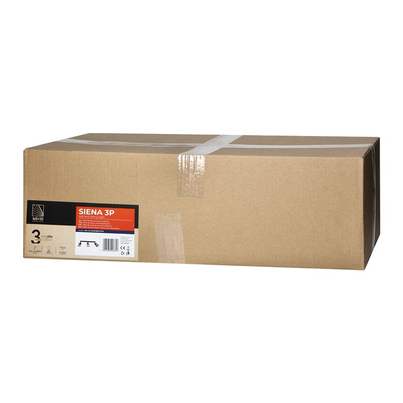 SIENA 3P E27, OPRAWA ŚCIENNO-SUFITOWA, MAX. 3X60W, CZARNA, LISTWA ORNO SIENA 3P E27, OPRAWA ŚCIENNO-SUFITOWA, MAX. 3X60W, CZARNA, LISTWA ORNO