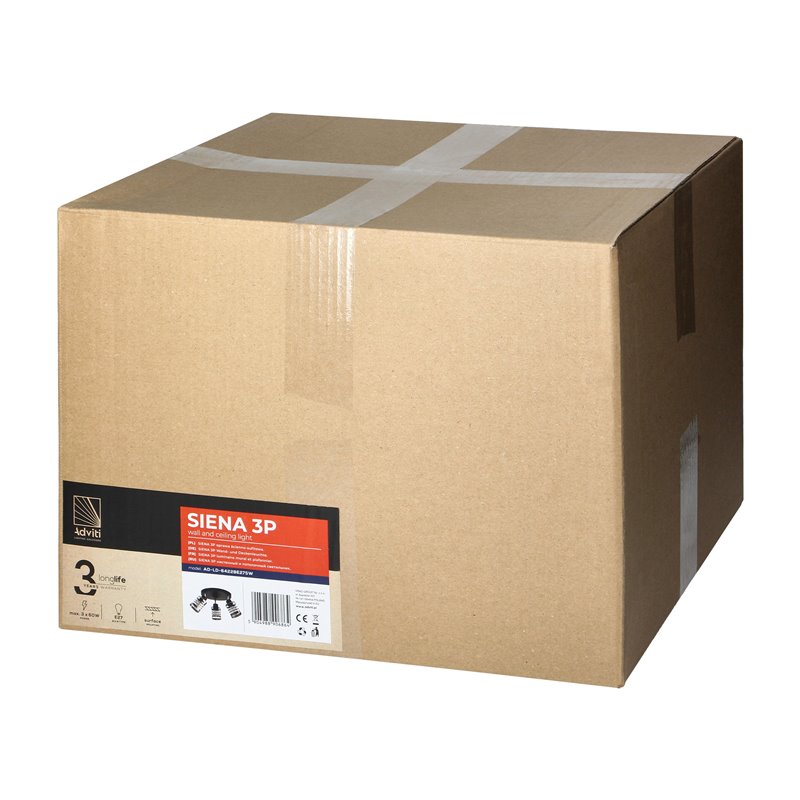 SIENA 3P E27, OPRAWA ŚCIENNO-SUFITOWA, MAX. 3X60W, CZARNA, PODSTAWA OKRĄGŁA, RUCHOME GŁOWICE LAMPY, JEDEN POZIOM ORNO SIENA 3P E27, OPRAWA ŚCIENNO-SUFITOWA, MAX. 3X60W, CZARNA, PODSTAWA OKRĄGŁA, RUCHOME GŁOWICE LAMPY, JEDEN POZIOM ORNO
