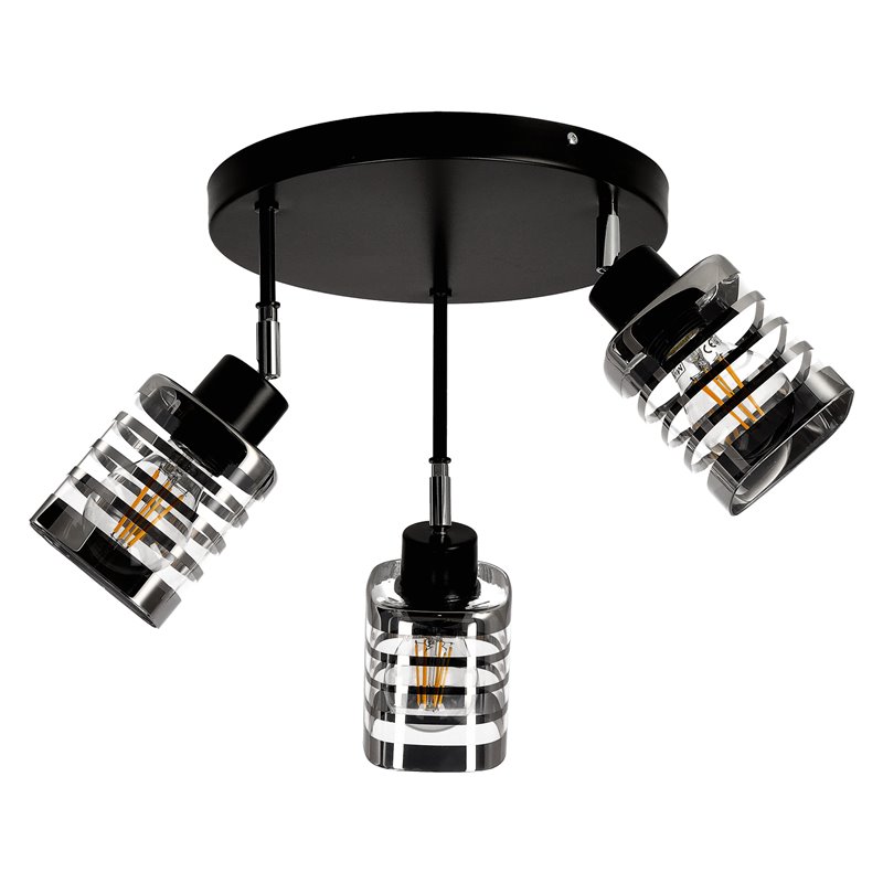 SIENA 3P E27, OPRAWA ŚCIENNO-SUFITOWA, MAX. 3X60W, CZARNA, PODSTAWA OKRĄGŁA, RUCHOME GŁOWICE LAMPY, RÓŻNE POZIOMY ORNO SIENA 3P E27, OPRAWA ŚCIENNO-SUFITOWA, MAX. 3X60W, CZARNA, PODSTAWA OKRĄGŁA, RUCHOME GŁOWICE LAMPY, RÓŻNE POZIOMY ORNO