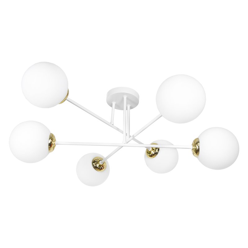 LEIA 6P E27, LAMPA WISZĄCA, MAX. 6X60W, BIAŁO-ZŁOTA ORNO LEIA 6P E27, LAMPA WISZĄCA, MAX. 6X60W, BIAŁO-ZŁOTA ORNO