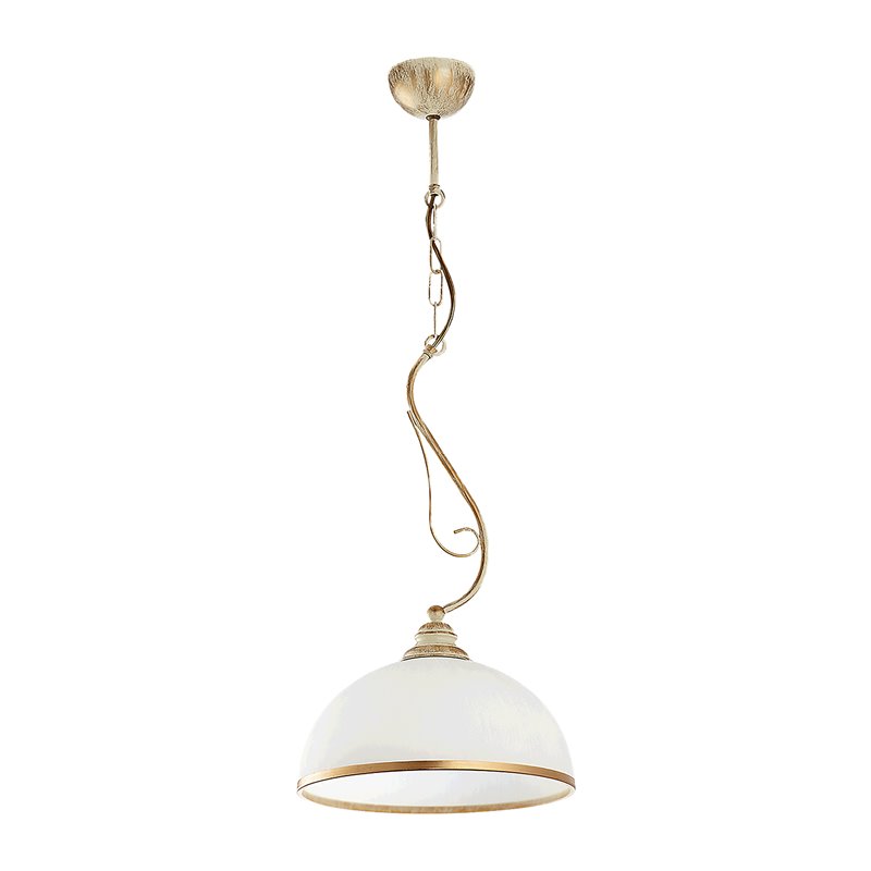 LARISA 1P, LAMPA WISZĄCA, E27 MAX 60W, METAL, ECRIE, KLOSZ SZKLANY ORNO