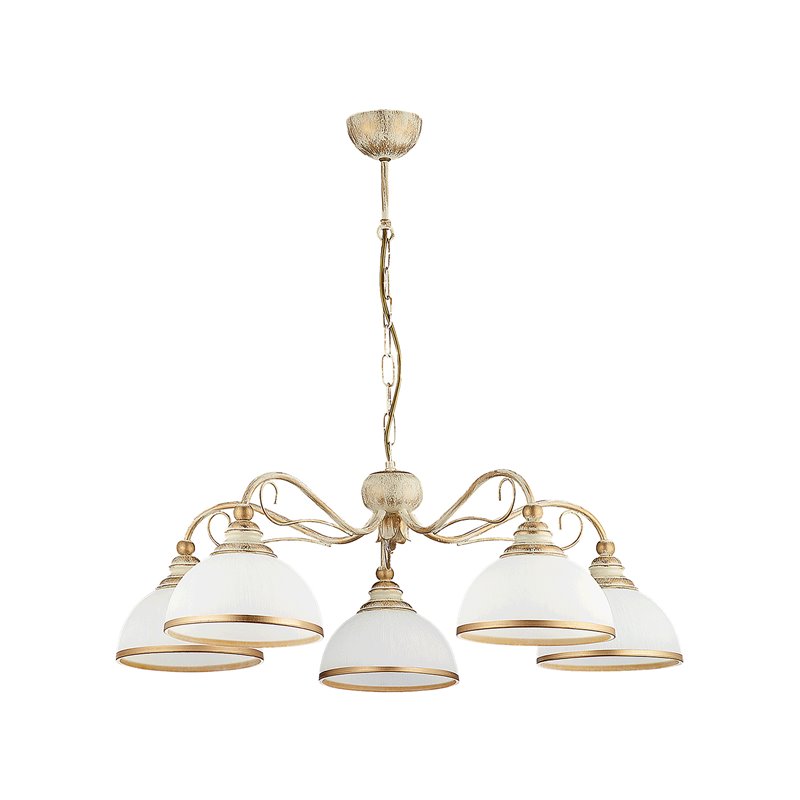 LARISA 5P, LAMPA WISZĄCA, 5XE27, MAX 5X60W, METAL, ECRIE, KLOSZ SZKLANY ORNO LARISA 5P, LAMPA WISZĄCA, 5XE27, MAX 5X60W, METAL, ECRIE, KLOSZ SZKLANY ORNO