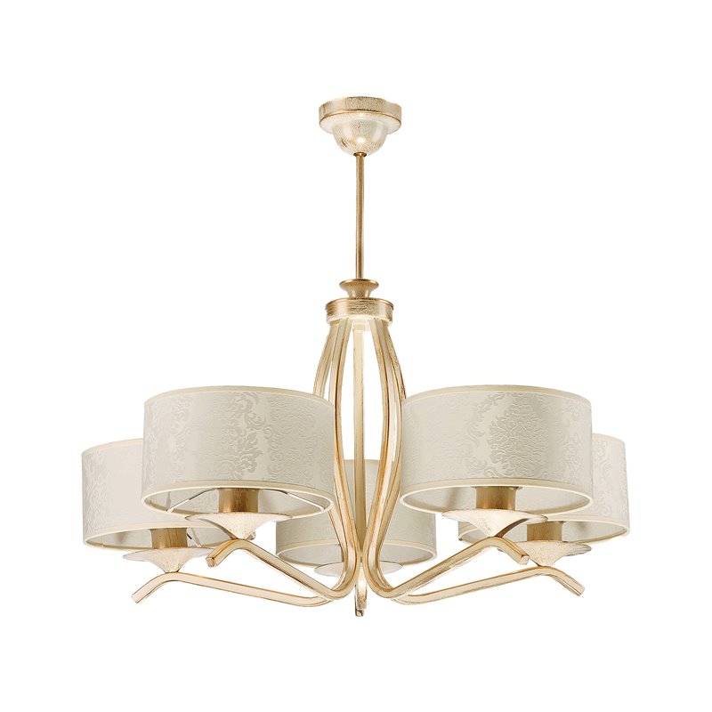 ARCADIA 5P, LAMPA WISZĄCA, 5XE27, MAX. 5X60W, METAL, ECRIE, ABAŻUR WZORZYSTY ORNO