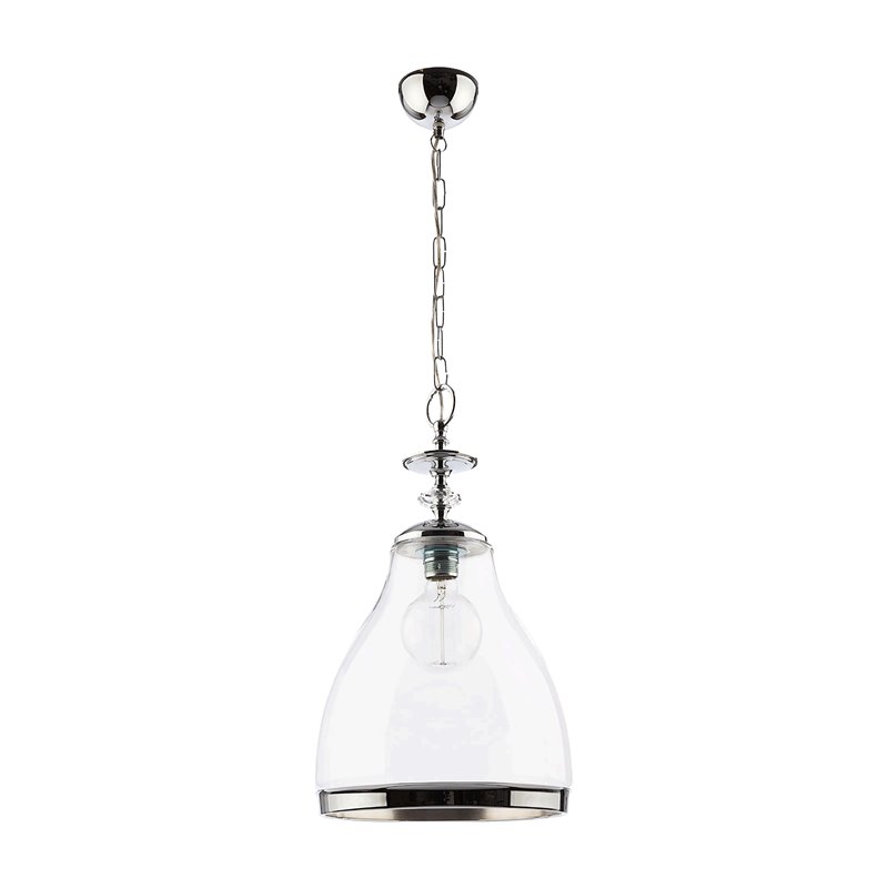 IKARIA 1P, LAMPA WISZĄCA, E27 MAX 60W, METAL, CHROM, KLOSZ SZKLANY TANSPARENTNY  ORNO