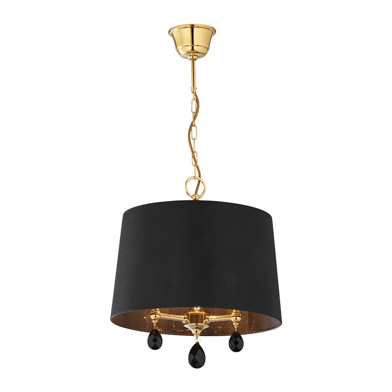 ACHAJA 3P, LAMPA WISZĄCA, 3XE27, MAX. 3X60W, METAL, MOSIĄDZ, ABAŻUR CZARNY DUŻY ORNO