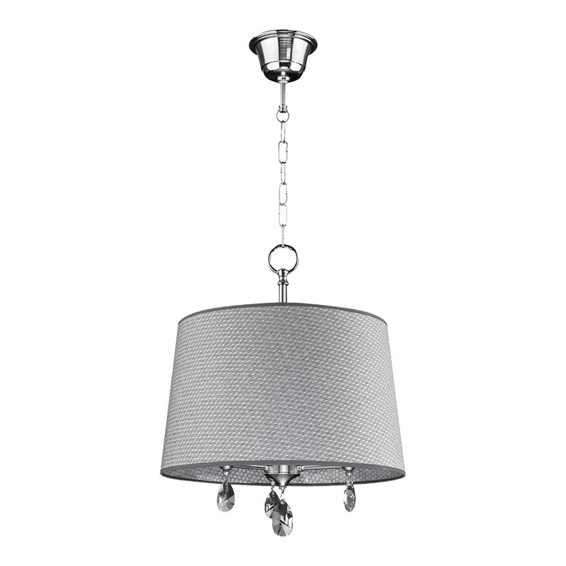 ACHAJA 3P, LAMPA WISZĄCA, 3XE27, MAX. 3X60W, METAL, CHROM, ABAŻUR SZARY DUŻY ORNO