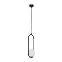 MILOS 1P, LAMPA WISZĄCA, E14 MAX. 40W, METAL, CZARNY, KLOSZ SZKLANY ORNO