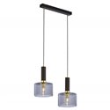SAMOS 2P, LAMPA WISZĄCA, 2XE27, MAX. 2X60W, METAL, MOSIĄDZ/CZARNY, KLOSZ SZKLANY ORNO