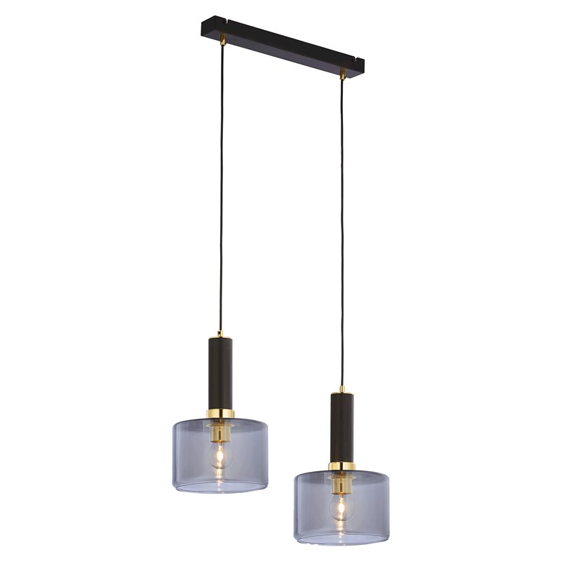 SAMOS 2P, LAMPA WISZĄCA, 2XE27, MAX. 2X60W, METAL, MOSIĄDZ/CZARNY, KLOSZ SZKLANY ORNO