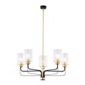 ETOLIA 5P, LAMPA WISZĄCA, 5XE27, MAX. 5X60W, METAL, MOSIĄDZ/CZARNY, KLOSZ SZKLANY ORNO