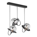 OTRIS 3P, LAMPA WISZĄCA, 3XG9 LED, MAX. 3X12W, METAL, CZARNY/NIKIEL, KLOSZ SZKLANY ORNO
