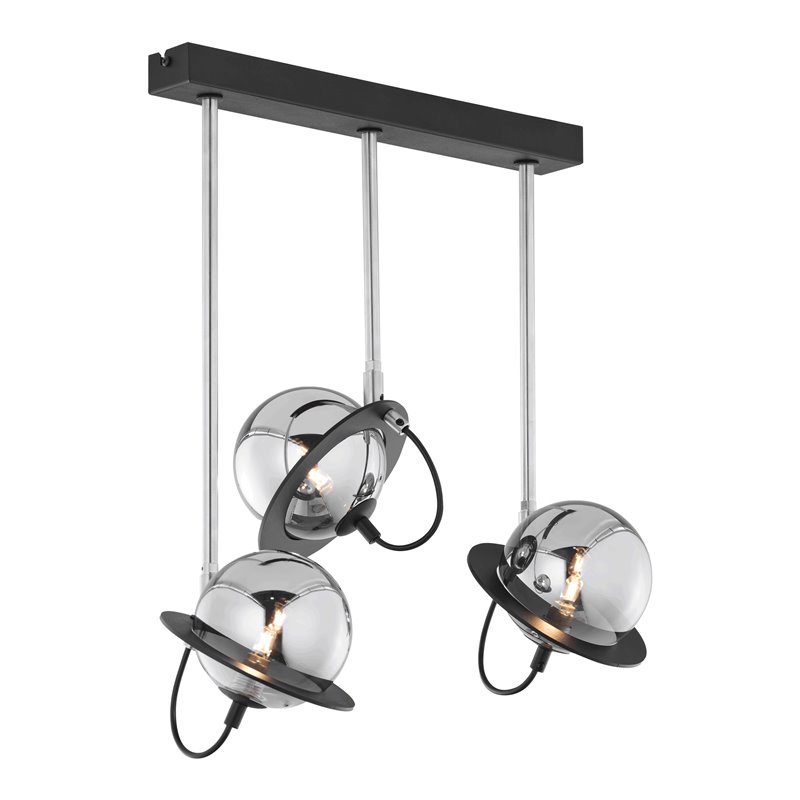 OTRIS 3P, LAMPA WISZĄCA, 3XG9 LED, MAX. 3X12W, METAL, CZARNY/NIKIEL, KLOSZ SZKLANY ORNO