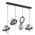 OTRIS 4P, LAMPA WISZĄCA, 4XG9 LED, MAX. 4X12W, METAL, CZARNY/NIKIEL, KLOSZ SZKLANY ORNO