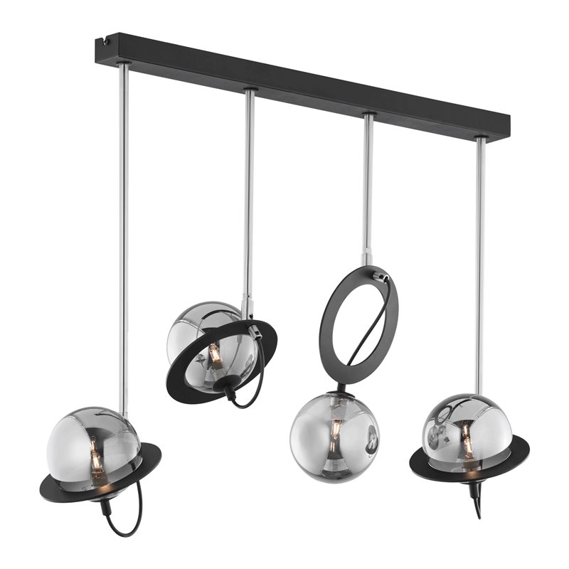 OTRIS 4P, LAMPA WISZĄCA, 4XG9 LED, MAX. 4X12W, METAL, CZARNY/NIKIEL, KLOSZ SZKLANY ORNO