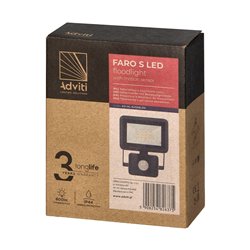 FARO S LED NAŚWIETLACZ Z PIR 10W, 800LM, IP44, 4000K, ALUMINIUM + SZKŁO ORNO FARO S LED NAŚWIETLACZ Z PIR 10W, 800LM, IP44, 4000K, ALUMINIUM + SZKŁO ORNO