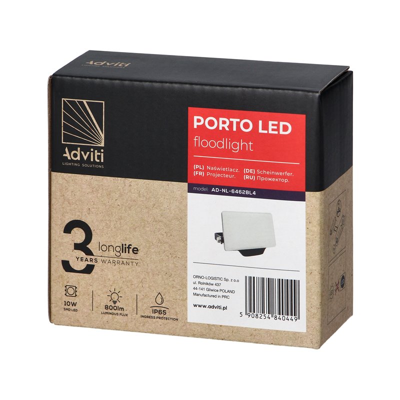 PORTO LED 10W NAŚWIETLACZ BEZRAMKOWY, 800LM, IP65, 4000K, ALUMINIUM + POLIWĘGLAN ORNO PORTO LED 10W NAŚWIETLACZ BEZRAMKOWY, 800LM, IP65, 4000K, ALUMINIUM + POLIWĘGLAN ORNO