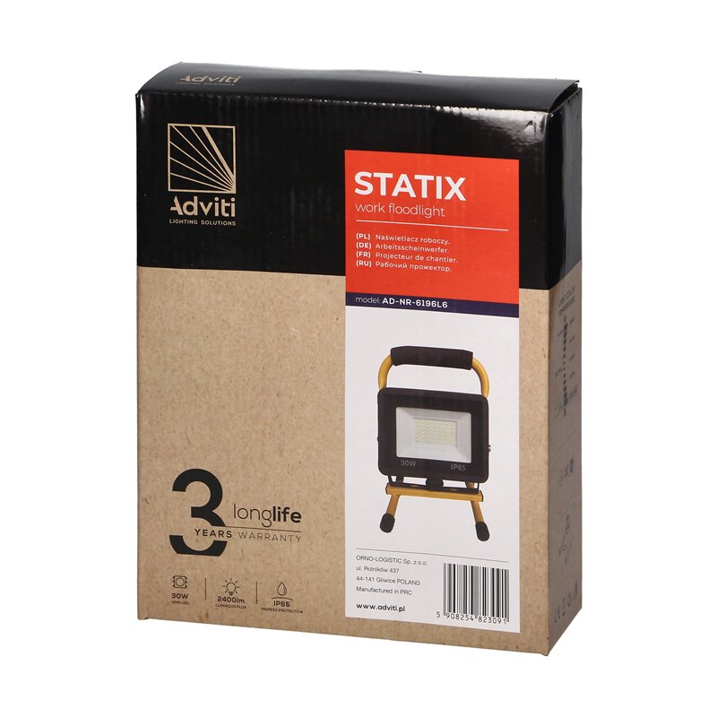 STATIX NAŚWIETLACZ ROBOCZY NA STATYWIE, 30W, 2400LM, IP65, 6000K ORNO STATIX NAŚWIETLACZ ROBOCZY NA STATYWIE, 30W, 2400LM, IP65, 6000K ORNO