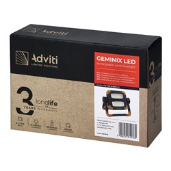 GEMINIX LED 2X10W, NAŚWIETLACZ ROBOCZY, PRZENOŚNY Z AKUMULATOREM, 1200LM, IP44, 4000K, 5000MAH ORNO GEMINIX LED 2X10W, NAŚWIETLACZ ROBOCZY, PRZENOŚNY Z AKUMULATOREM, 1200LM, IP44, 4000K, 5000MAH ORNO