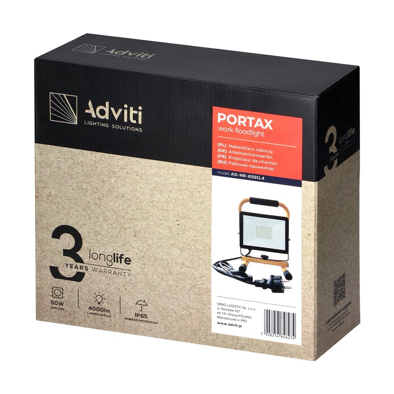 PORTAX NAŚWIETLACZ ROBOCZY NA STATYWIE, 50W, 4000LM, IP65, 4000K ORNO PORTAX NAŚWIETLACZ ROBOCZY NA STATYWIE, 50W, 4000LM, IP65, 4000K ORNO