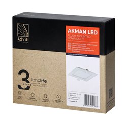 AKMAN LED 12W, OPRAWA DOWNLIGHT, PODTYNKOWA, KWADRATOWA, 860LM, 4000K, BIAŁA, WBUDOWANY ZASILACZ LED ORNO AKMAN LED 12W, OPRAWA DOWNLIGHT, PODTYNKOWA, KWADRATOWA, 860LM, 4000K, BIAŁA, WBUDOWANY ZASILACZ LED ORNO