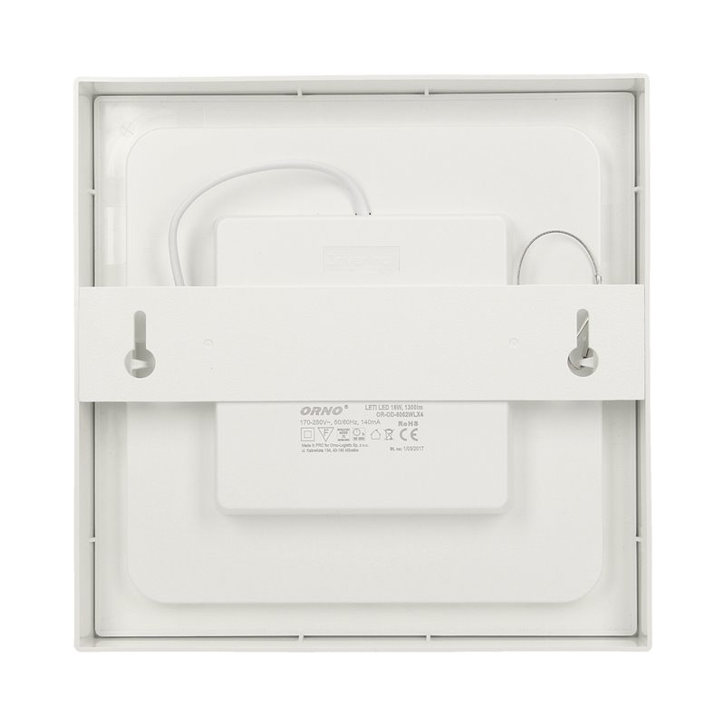 LETI LED 18W, OPRAWA DOWNLIGHT, NATYNKOWA, KWADRATOWA, 1600LM, 4000K, BIAŁA, WBUDOWANY ZASILACZ LED ORNO LETI LED 18W, OPRAWA DOWNLIGHT, NATYNKOWA, KWADRATOWA, 1600LM, 4000K, BIAŁA, WBUDOWANY ZASILACZ LED ORNO